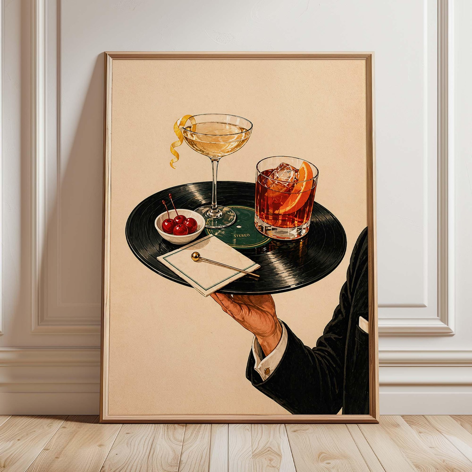 Office Furniture Home - Vintage Schallplatten-Cocktail Leinwand-Poster Retro Jazz-Kunst Leinwandgemälde