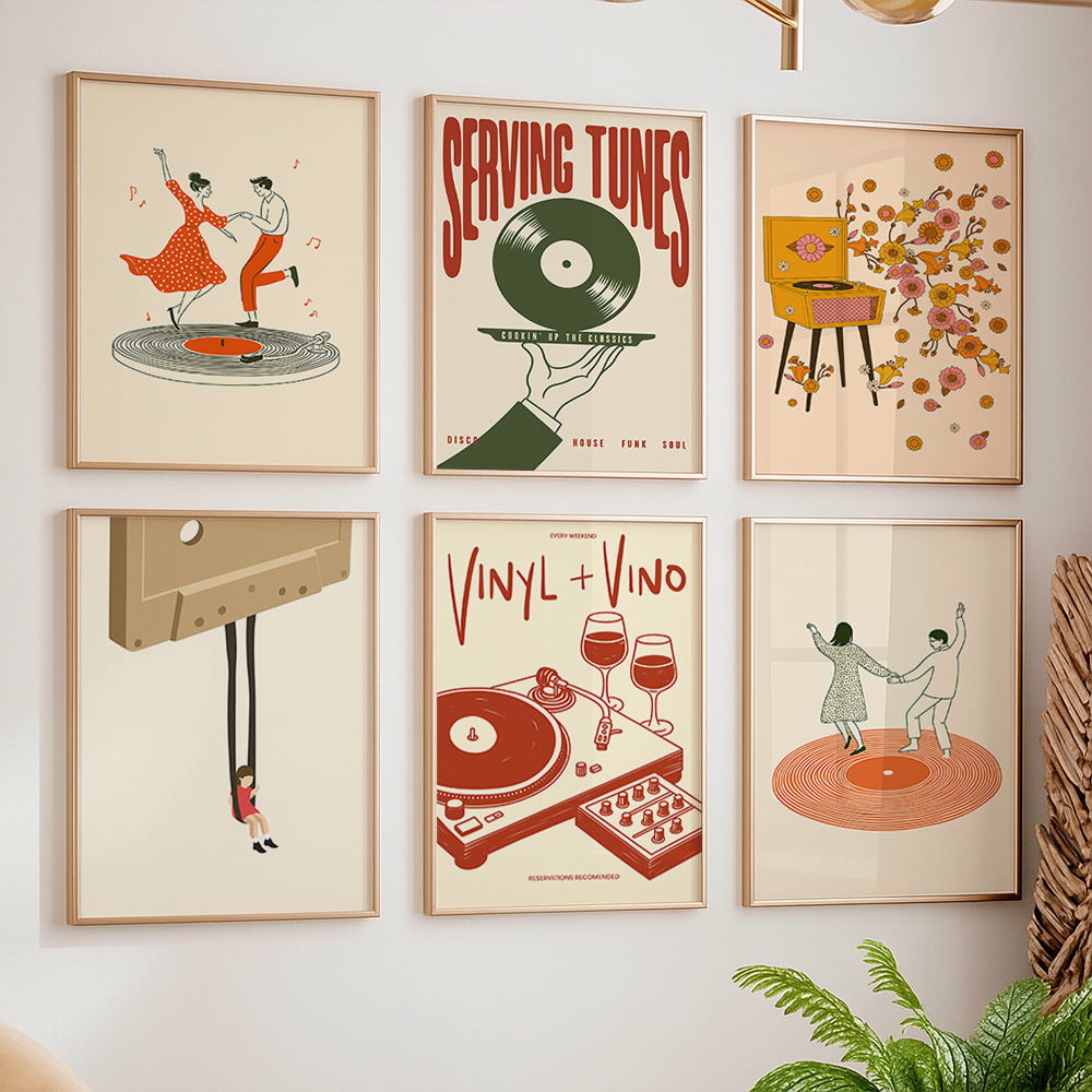 Office Furniture Layout - 1 Stück Vintage Musik Leinwand-Poster Ungerahmt