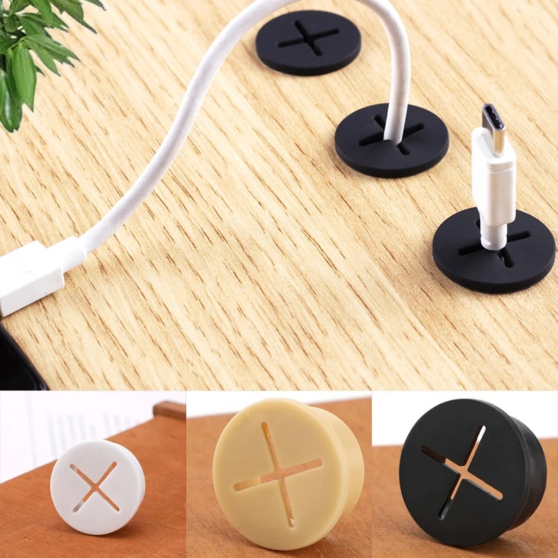 Office Furniture And Desks - 5PCS Flexible Gummi Runde Kabel Loch