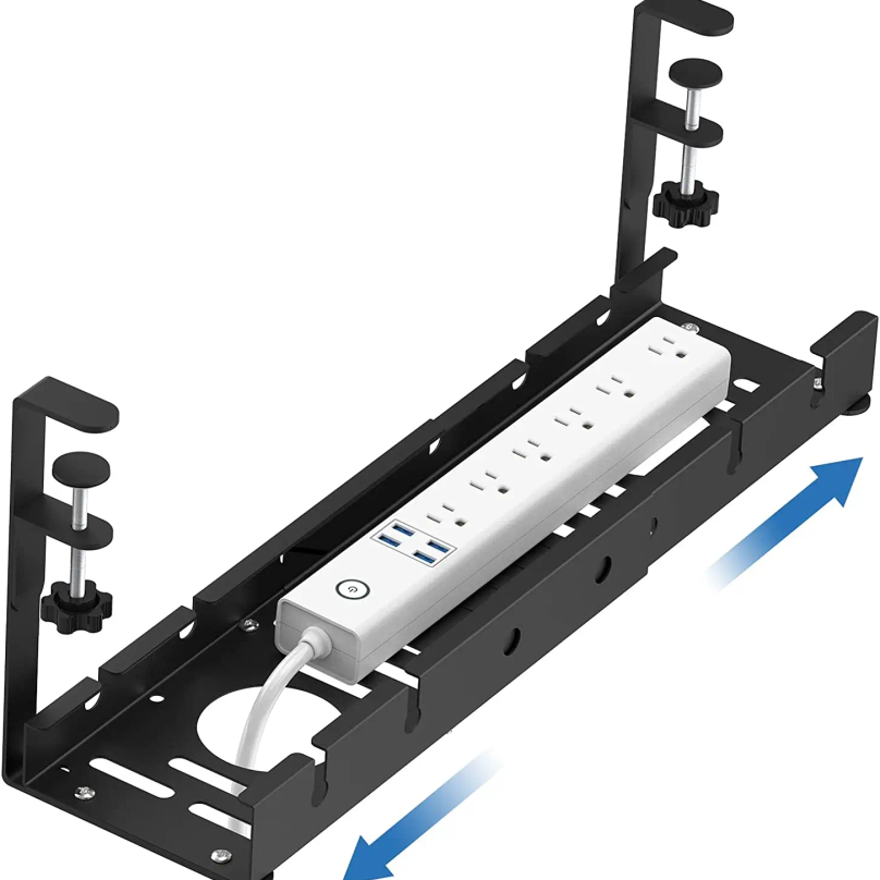 Cable Tray Under Desk - Bohrfreie, ausziehbare Kabelmanagement-Lösung: Metall-Kabelwanne für Untertischmontage