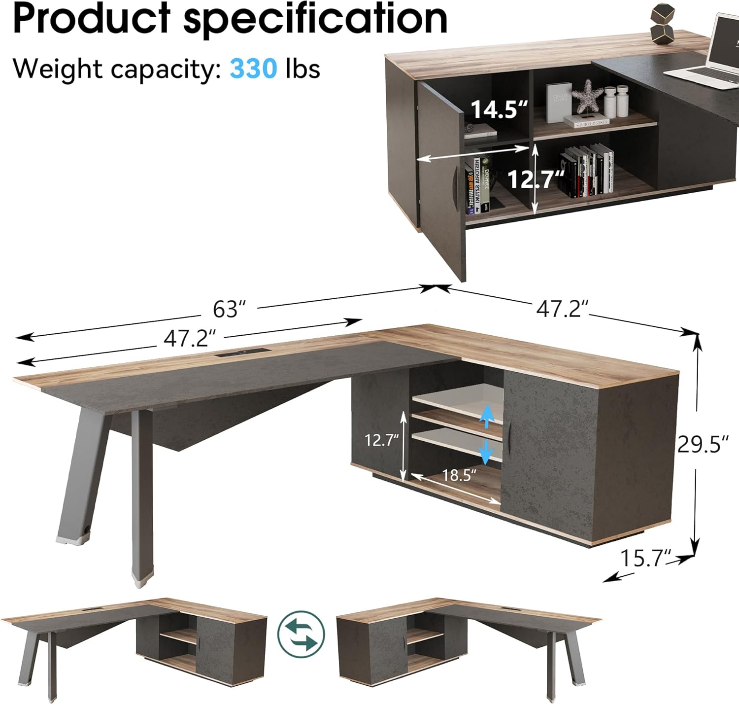 63 Zoll langer L-förmiger Schr – File Cabinet Lateral Bewertung und Preis
